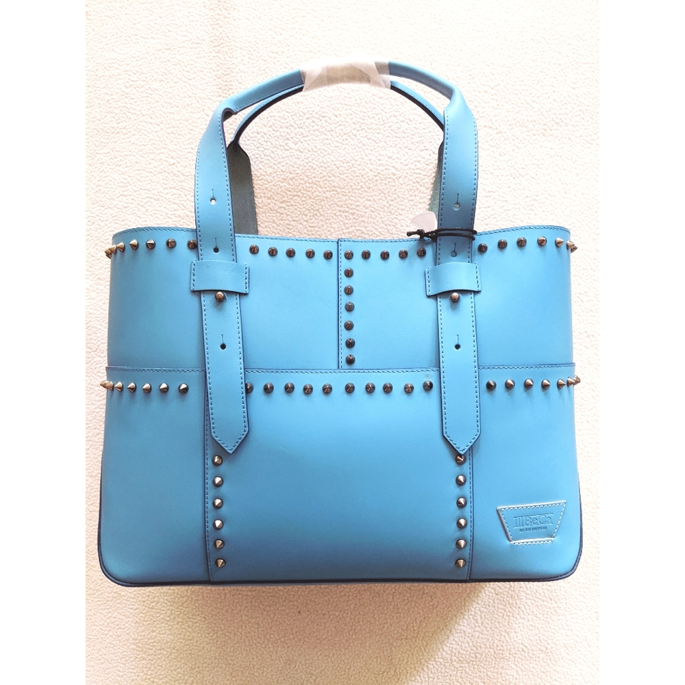 🌟HP🌟 Joy Grayson IIIBeCa leather sky blue warren street studded tote bag
